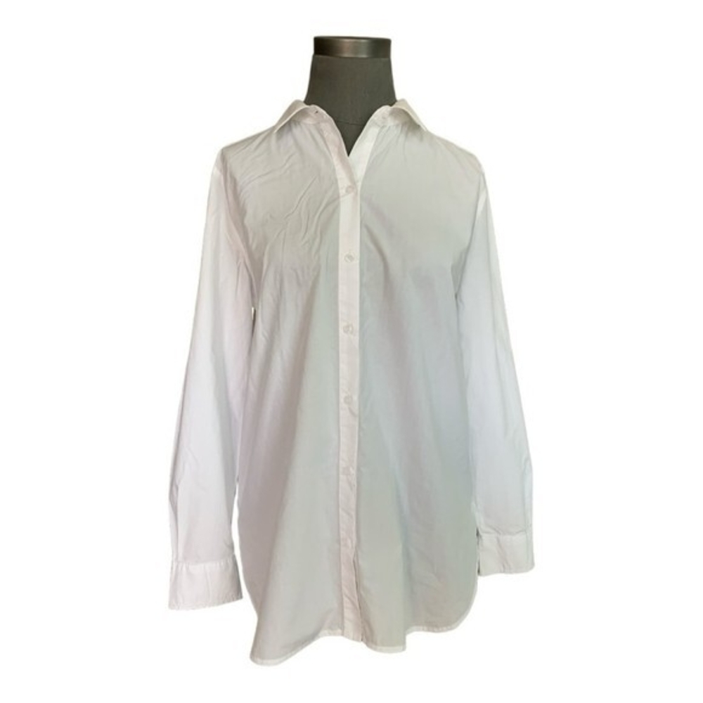 LIZ CLAIBORNE Womens White Cotton Shirt M Button Down Long Sleeve Point Collar - Picture 3 of 6